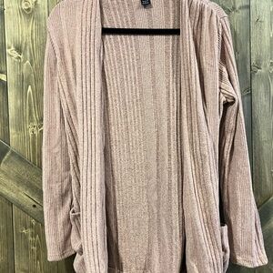 SHEIN Ribbed Open-Front Cardigan in Taupe